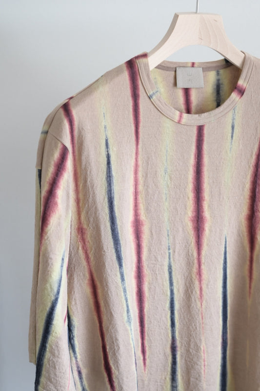 Yamauchi - Salt-Shrinking Linen Knit T-Shirt, Shibori Beige