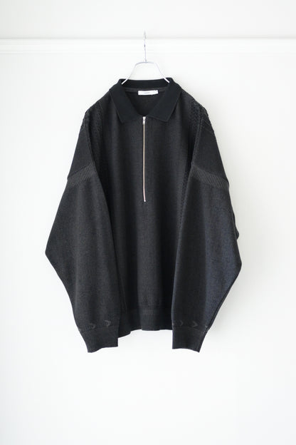 YASHIKI - Kanto Zip Polo [BLACK]