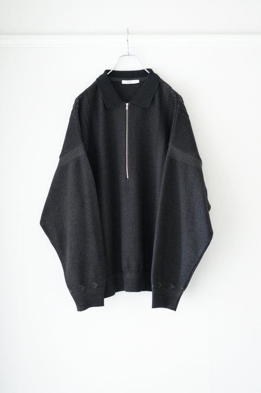 YASHIKI - Kanto Zip Polo [BLACK]
