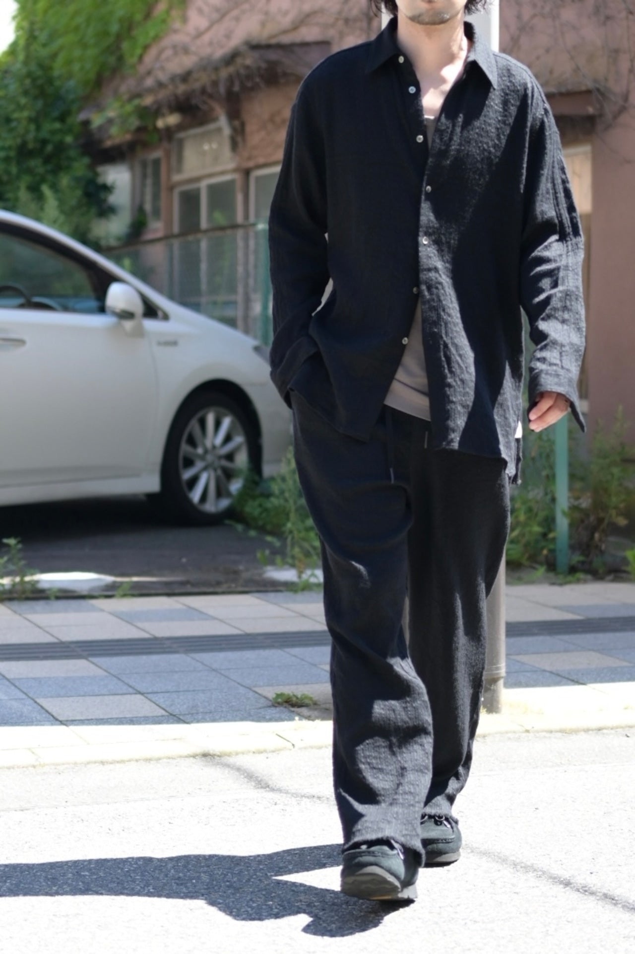 山内 - ウールキュプラ・ランダムシャドーストライプ パジャマパンツ