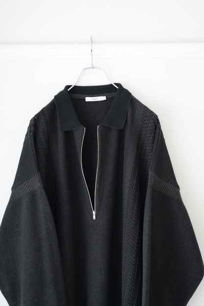 YASHIKI - Kanto Zip Polo [BLACK]