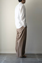 Yamauchi - Salt-Shrinking Ramie Chambray Shirt (No Collar) [White]