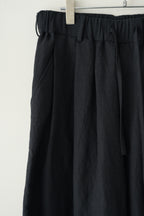 Blanc YM - Linen Silk Wide Knee Tuck Pants