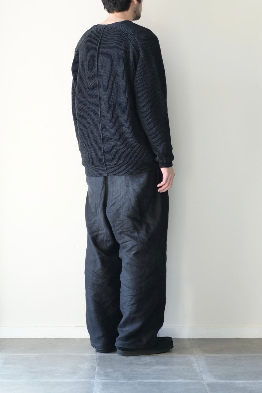 phebus - HEMP KNIT ZIP-UP JUMPER [BLACK]