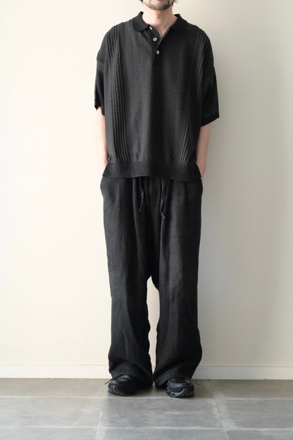 YASHIKI (ヤシキ) - Aotsuyu Knit Polo [BLACK]