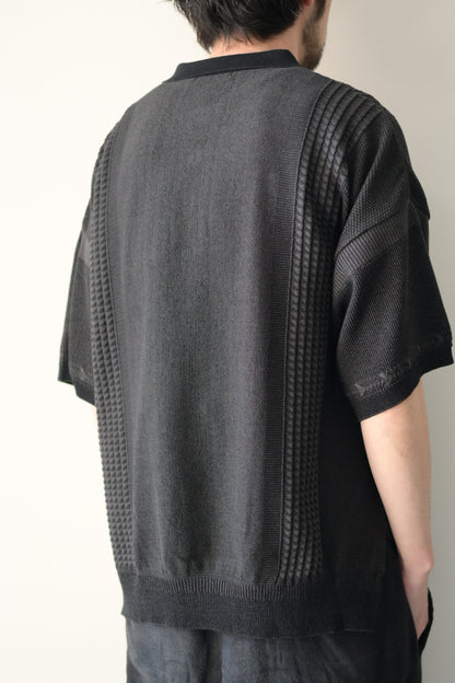 YASHIKI (ヤシキ) - Aotsuyu Knit Polo [BLACK]