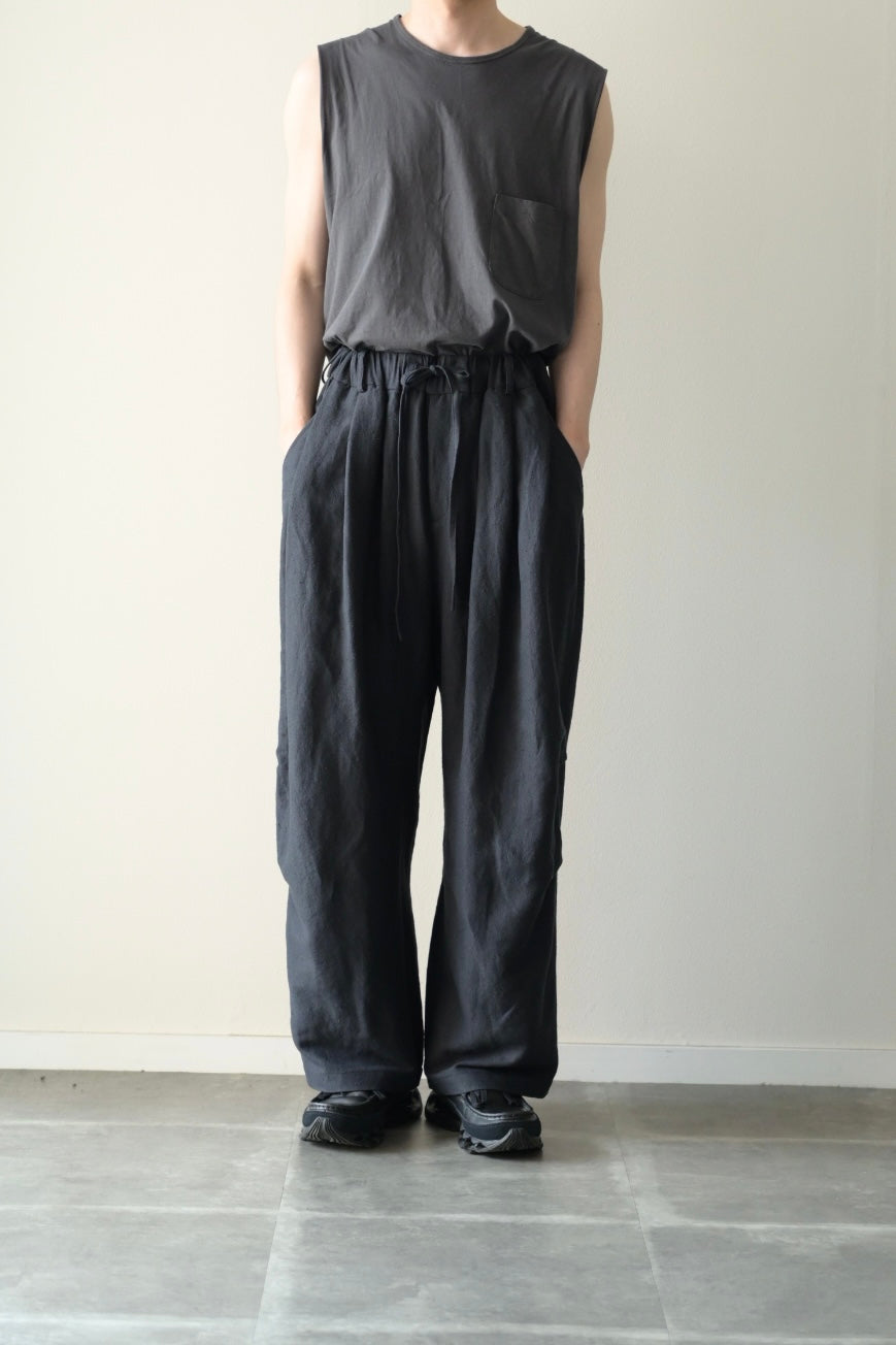 Blanc YM - Linen Silk Wide Knee Tuck Pants