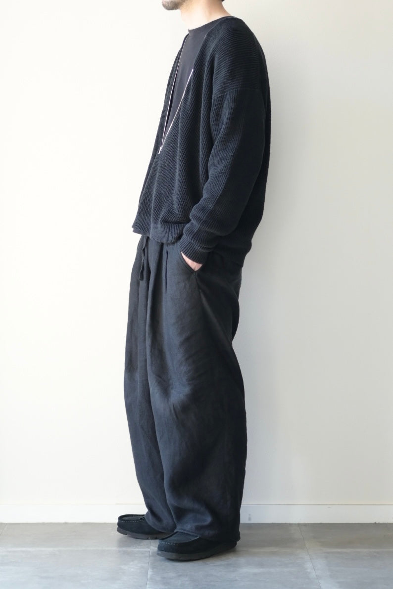 phebus - HEMP KNIT ZIP-UP JUMPER [BLACK]