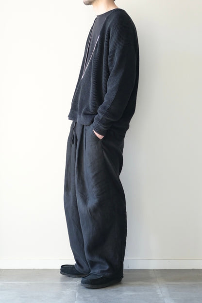 phebus - HEMP KNIT ZIP-UP JUMPER [BLACK]