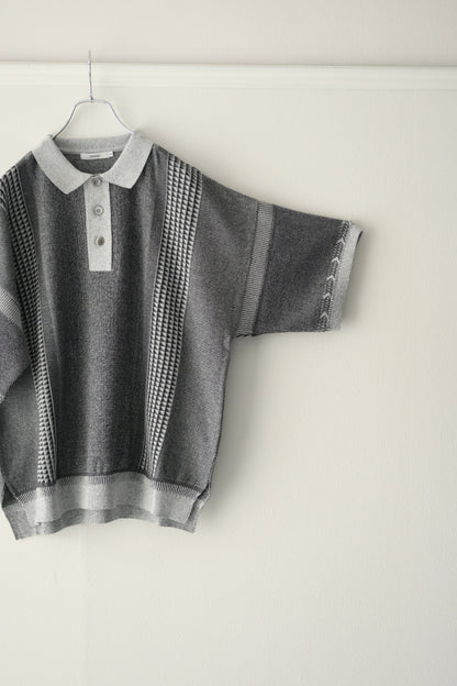 YASHIKI (ヤシキ) - Aotsuyu Knit Polo [MIX-GRAY]