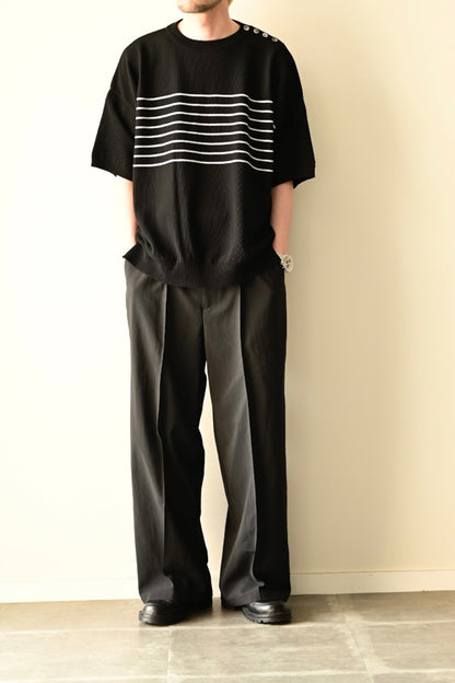 SAYATOMO - 1-Tack Baggy Slacks [BLACK]