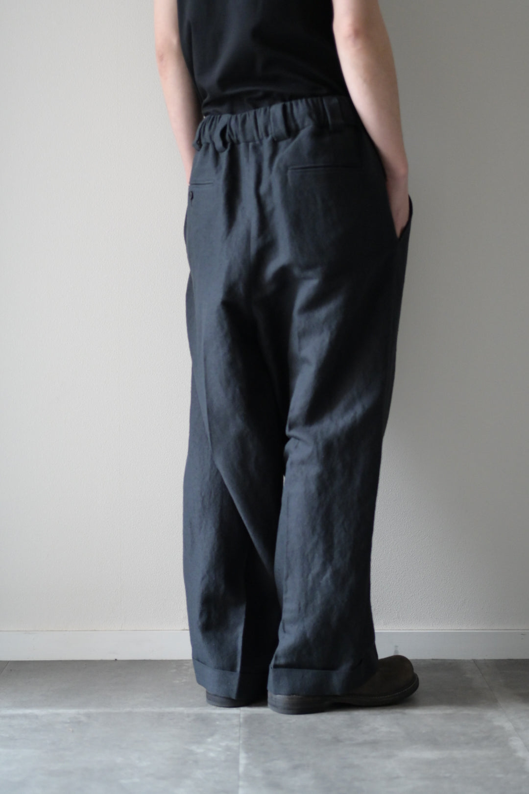 Blanc YM - Linen Silk Oversize Pants [BLACK]