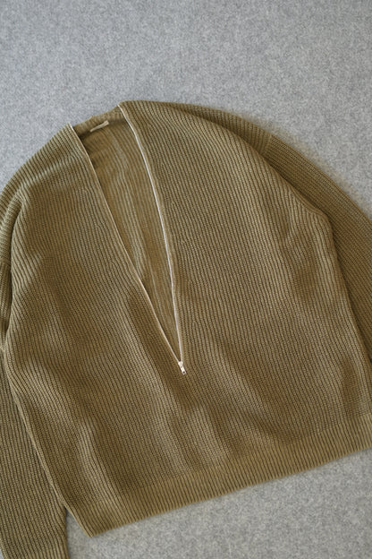 phebus - HEMP KNIT ZIP-UP JUMPER [COYOTE KHAKI]