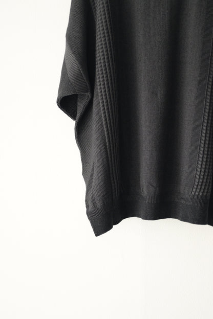 YASHIKI (ヤシキ) - Aotsuyu Knit Polo [BLACK]