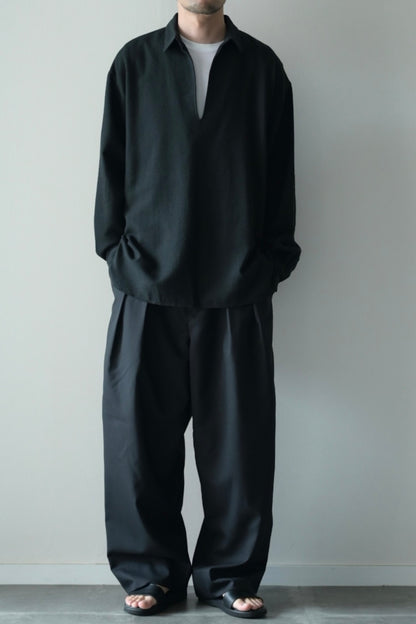 Blanc YM - Silk Cotton Skipper Shirts [Black]