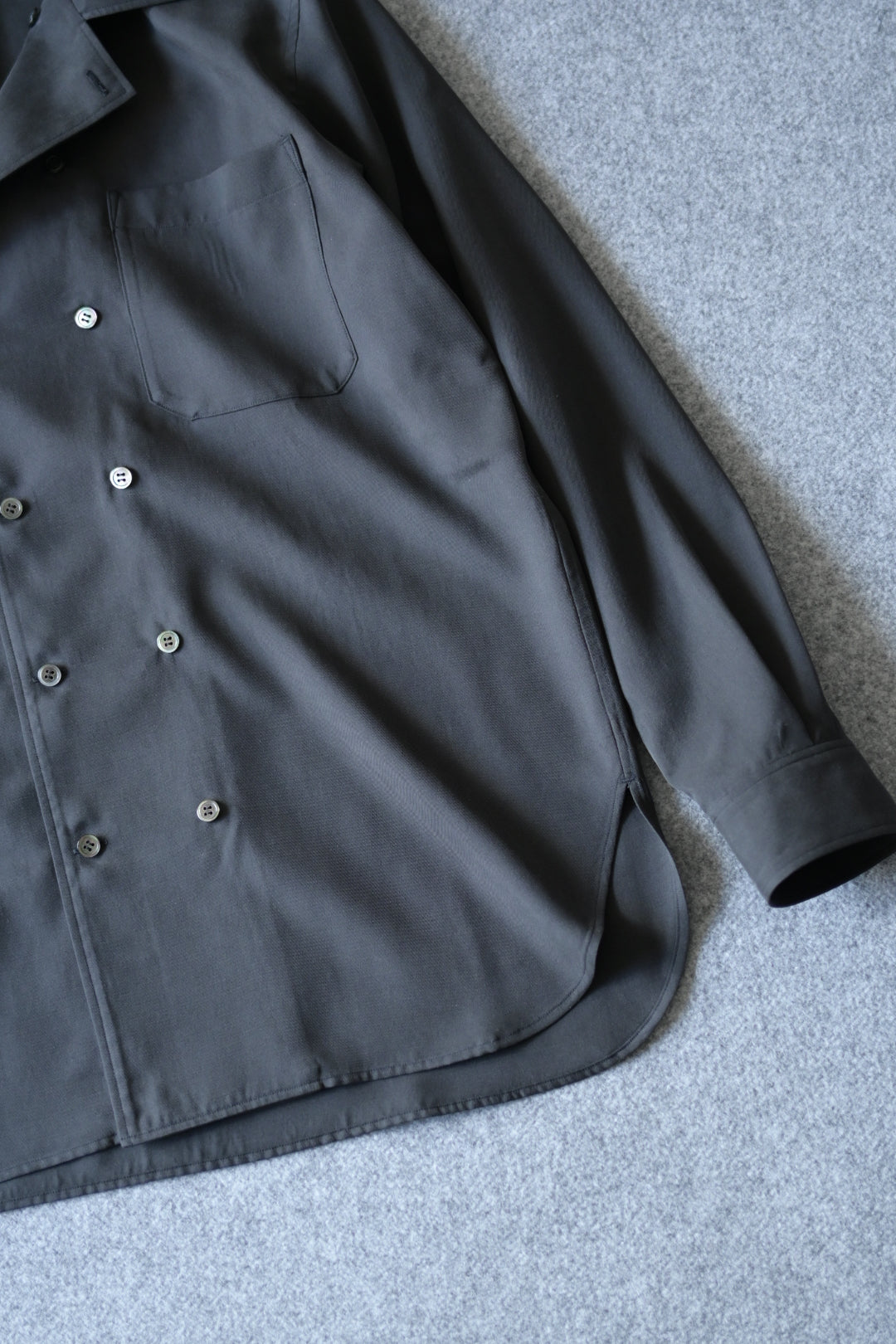 山内 - ビンテージシルクギャバ・ダブルオープンカラーシャツ