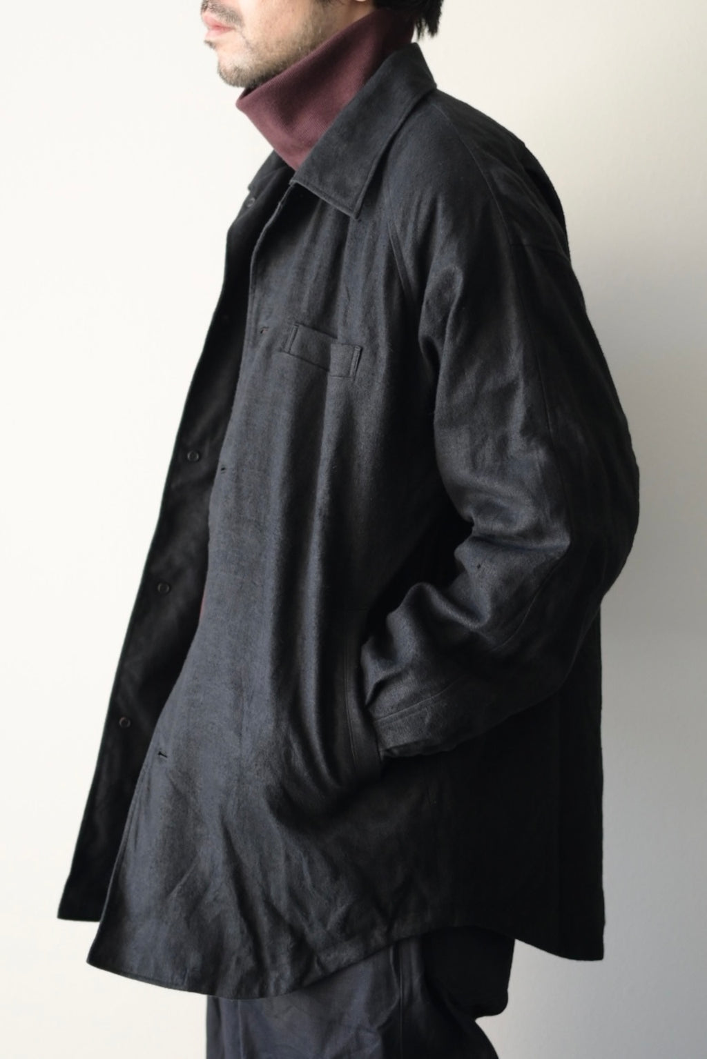 Yamauchi - Hemp flannel shirt jacket