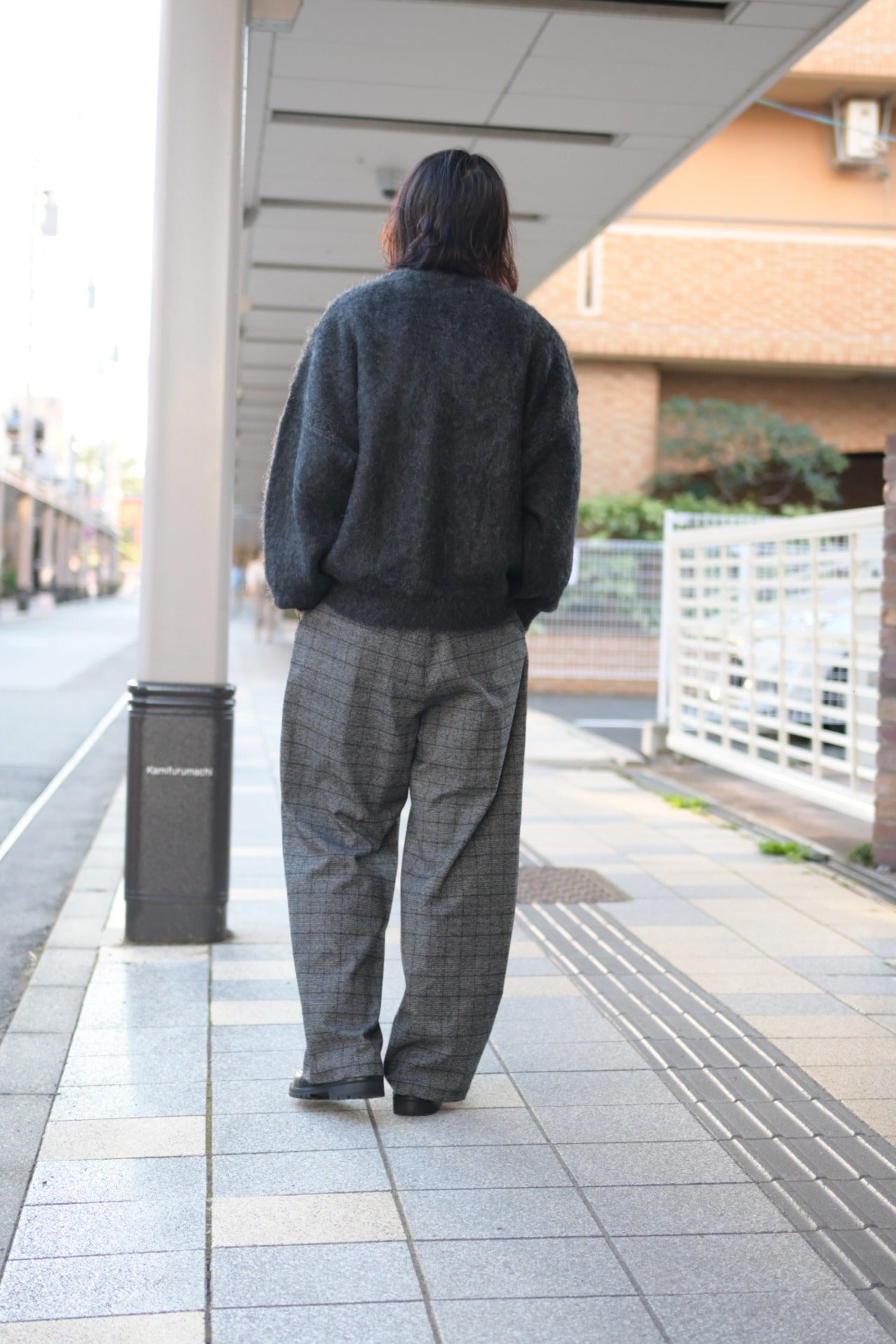 SAYATOMO - 1-Tack Wide Trousers [GRAY(CHECK)]
