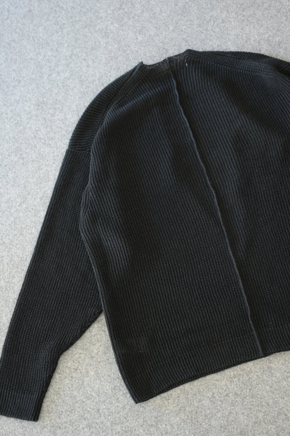 phebus - HEMP KNIT ZIP-UP JUMPER [BLACK]