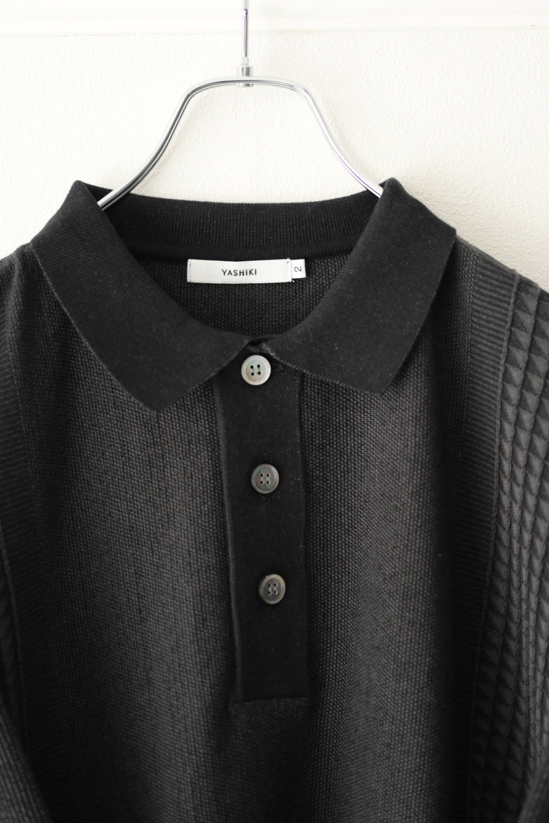 YASHIKI (ヤシキ) - Aotsuyu Knit Polo [BLACK]