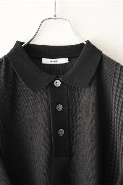 YASHIKI (ヤシキ) - Aotsuyu Knit Polo [BLACK]