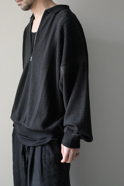 YASHIKI - Kanto Zip Polo [BLACK]