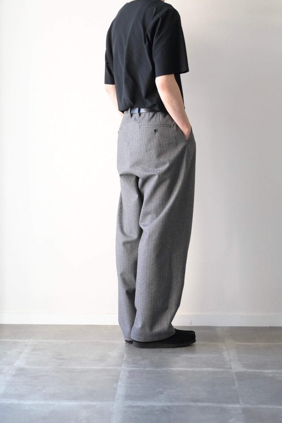 SAYATOMO - 2-Tack Herringbone Wide Slacks