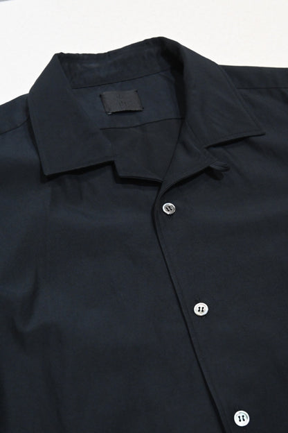 山内 - 2plyキュプラ×コットン・オープンカラーシャツ [charcoal navy]