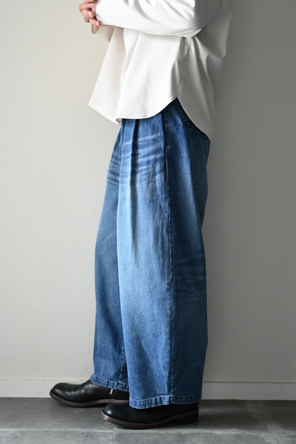 VU - vintage denim knee wide pants [VINTAGE BLUE]