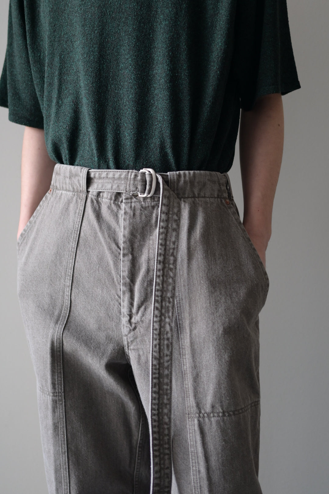 phebus - SULFUR DYE DENIM BELTED PANTS [GRAY]