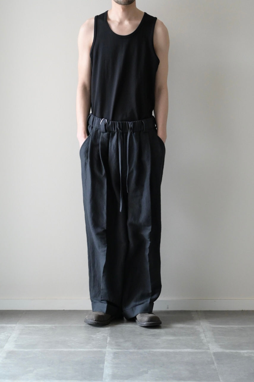 Blanc YM - Linen Silk Oversize Pants [BLACK]