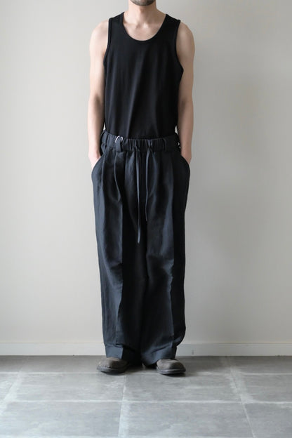 Blanc YM - Linen Silk Oversize Pants [BLACK]