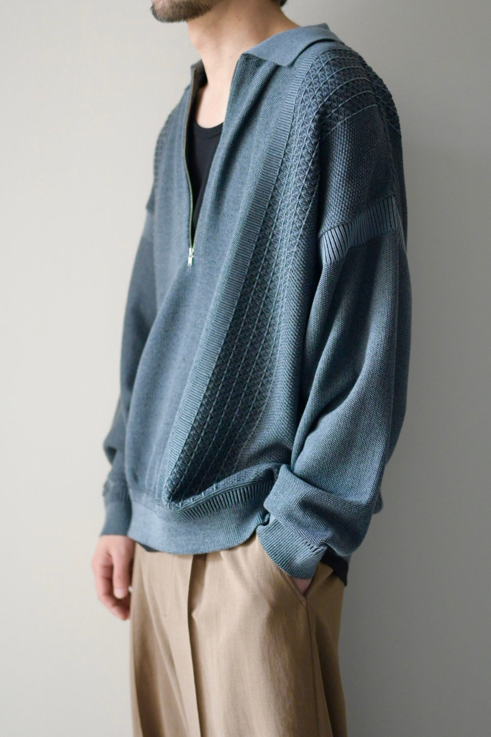 YASHIKI (ヤシキ) - Kanto Zip Polo [BLUE]