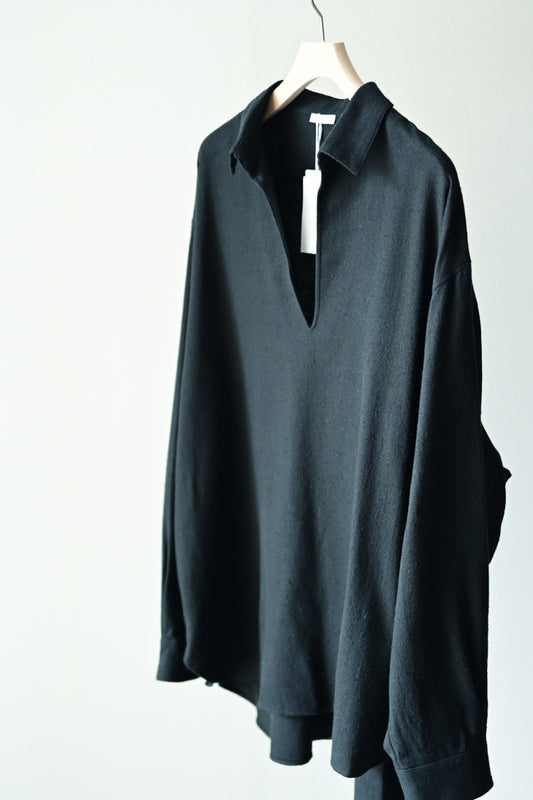 Blanc YM - Silk Cotton Skipper Shirts [Black]