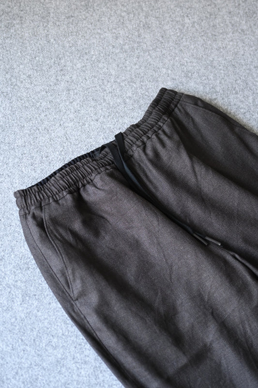 山内 - ウールメッシュクロス・パジャマパンツ[charcoal brown(洗い加工)]