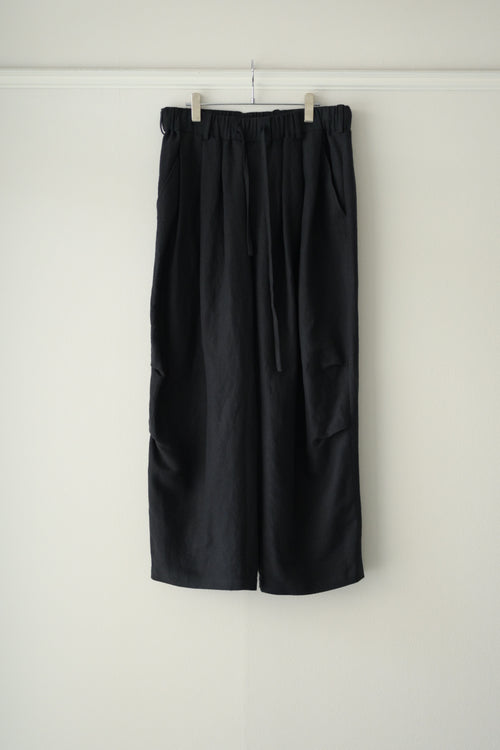 Blanc YM(ブランワイエム) - Linen Silk Wide Knee Tuck Pants
