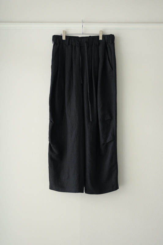 Blanc YM(ブランワイエム) - Linen Silk Wide Knee Tuck Pants