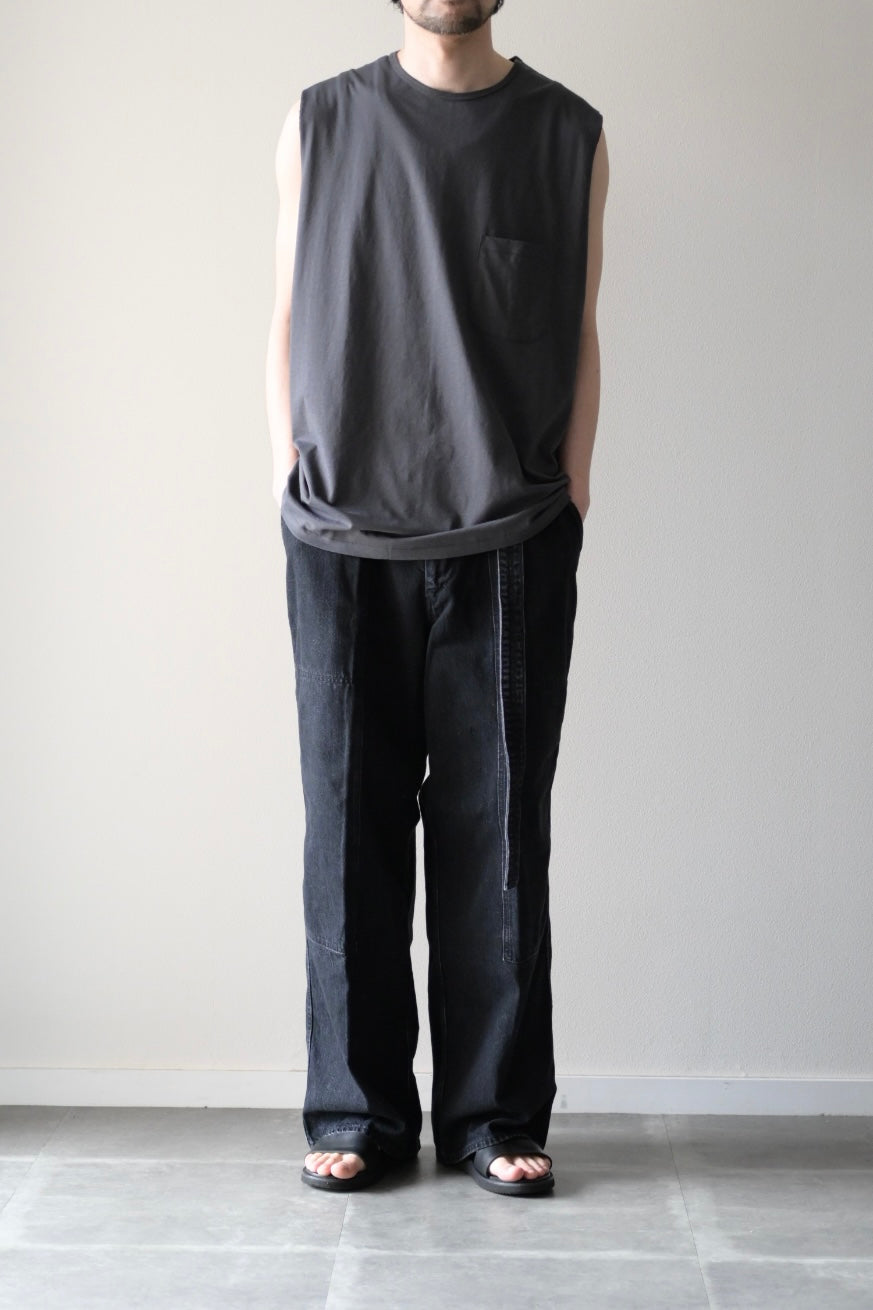 phebus  - COTTON JERSEY SLEEVELESS SHIRT [BLACK]