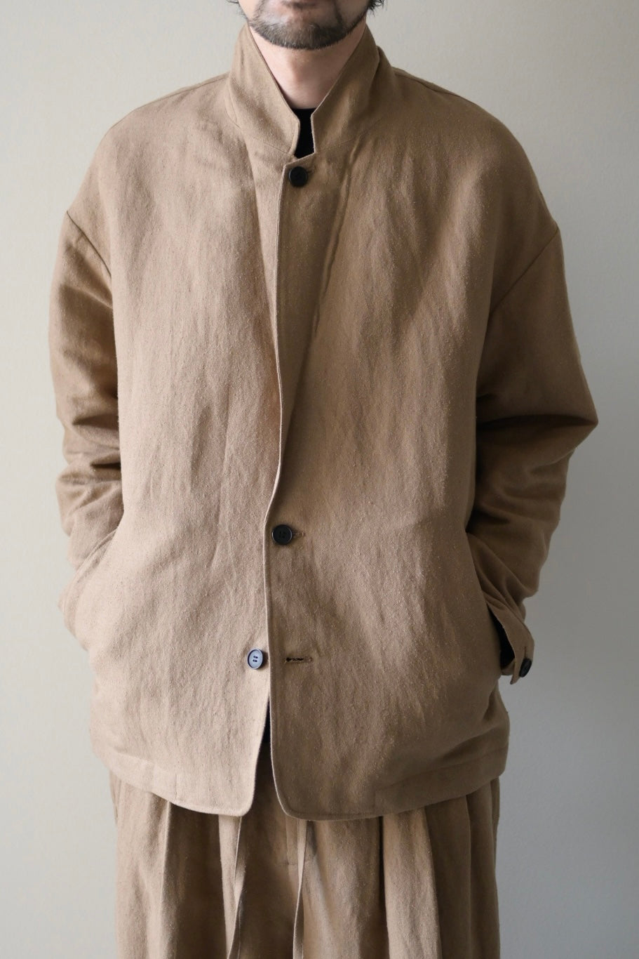Blanc YM ブランワイエム Linen Silk Shirt JKT BEIGE 通販