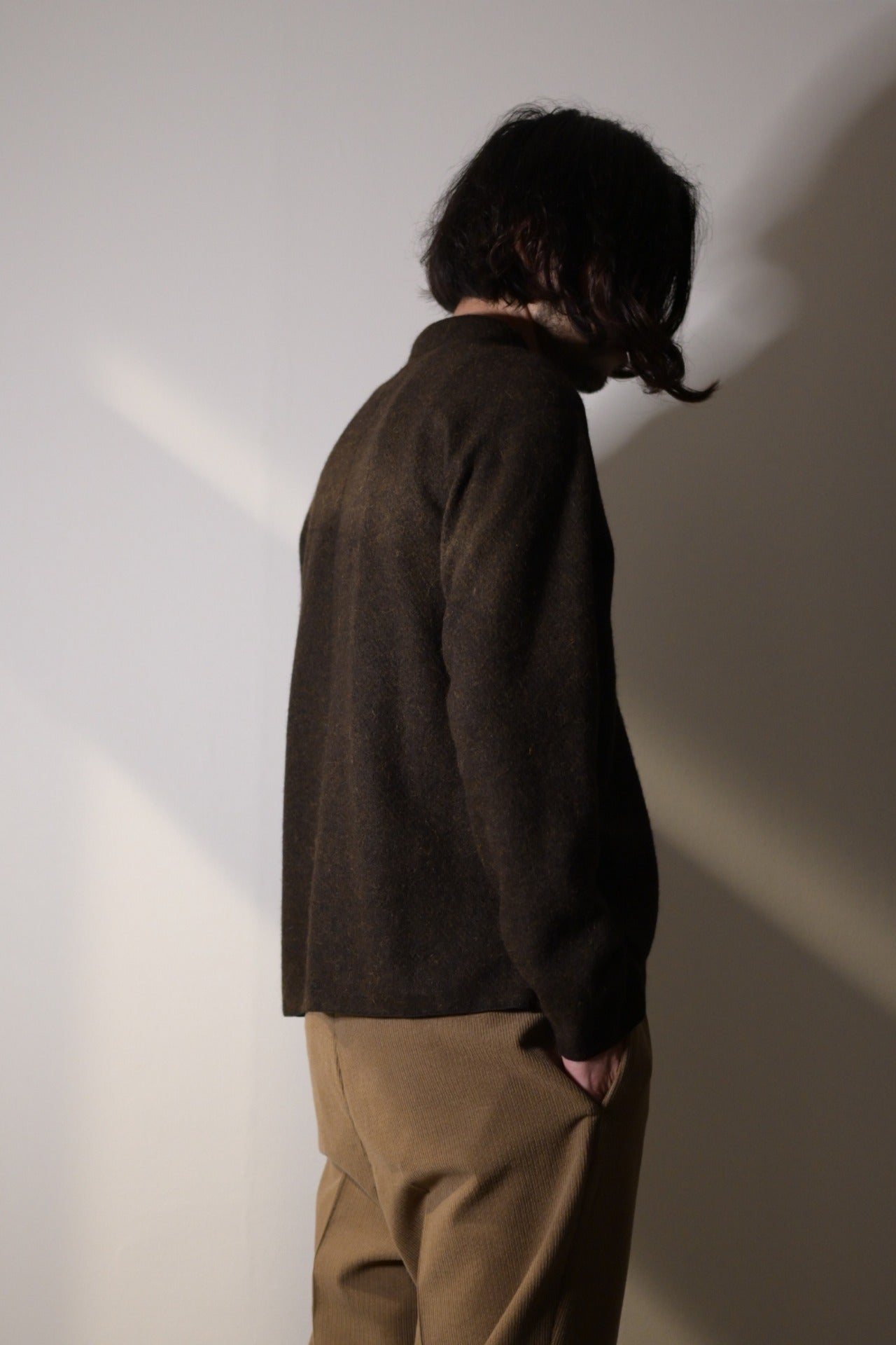 山内 - 縮絨アルパカニット・襟つきプルオーバー [brown]