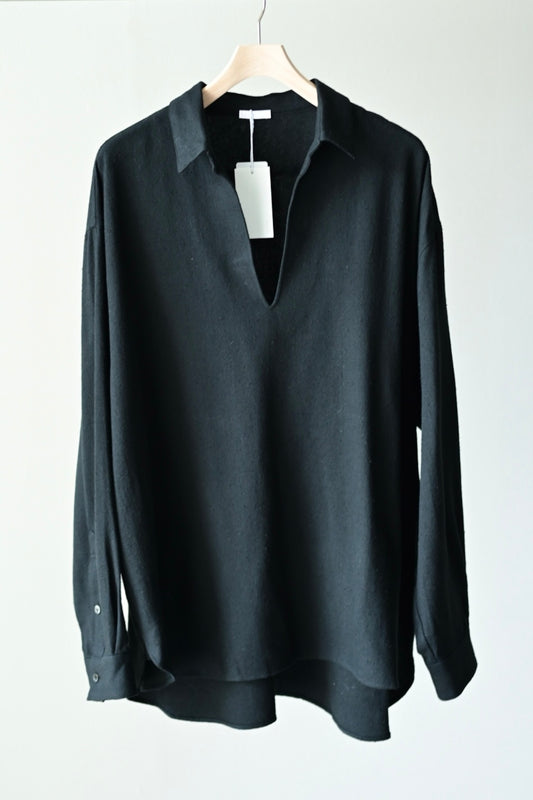 Blanc YM - Silk Cotton Skipper Shirts [Black]