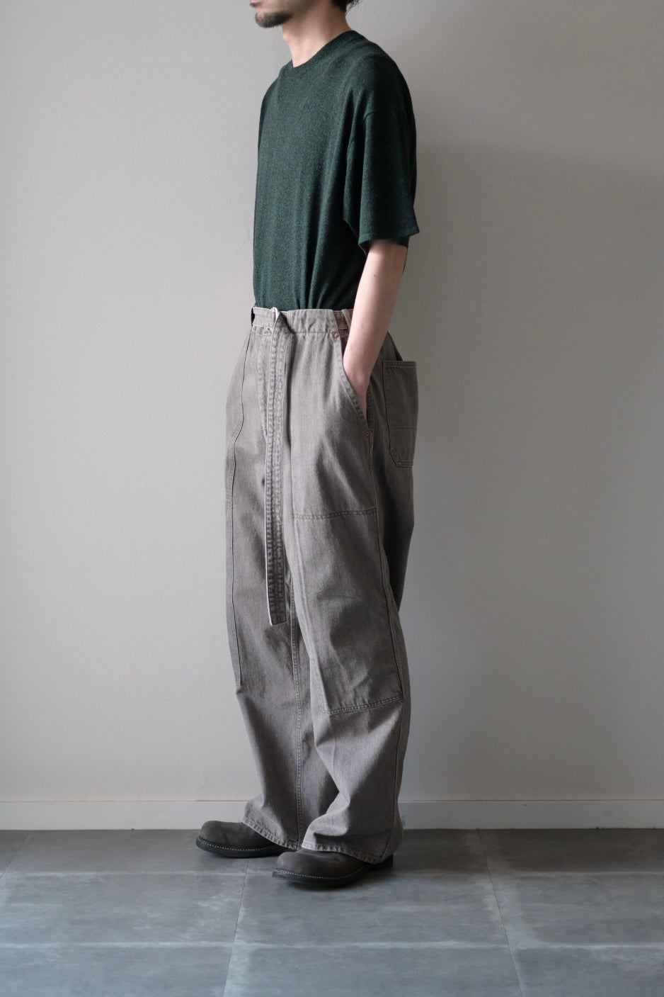 phebus - SULFUR DYE DENIM BELTED PANTS [GRAY]
