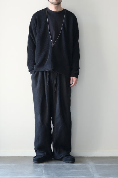 phebus - HEMP KNIT ZIP-UP JUMPER [BLACK]