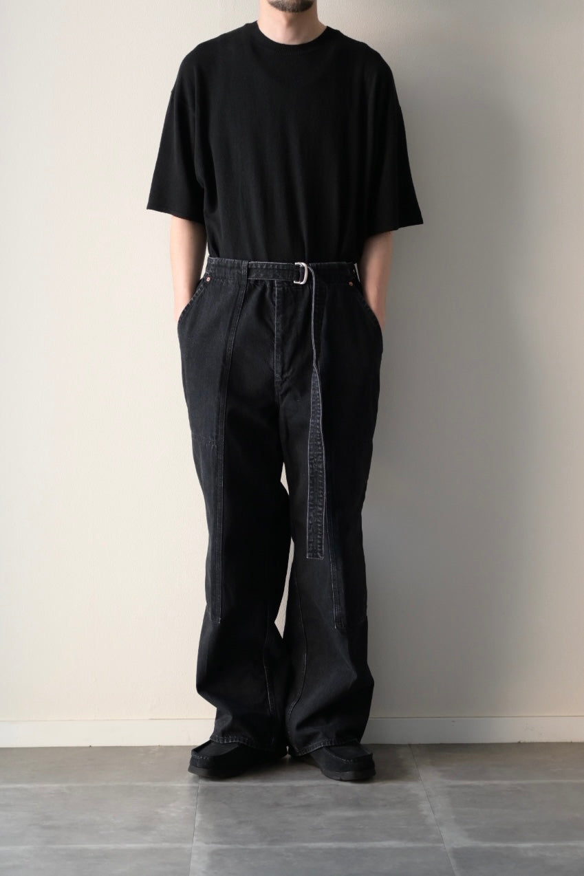 phebus  - SULFUR DYE DENIM BELTED PANTS [BLACK]