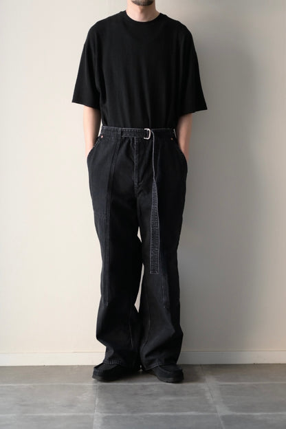 phebus - SULFUR DYE DENIM BELTED PANTS [BLACK]