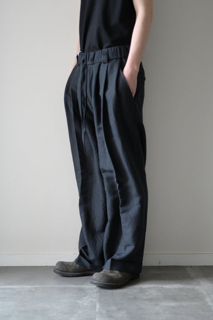 Blanc YM - Linen Silk Oversize Pants [BLACK]