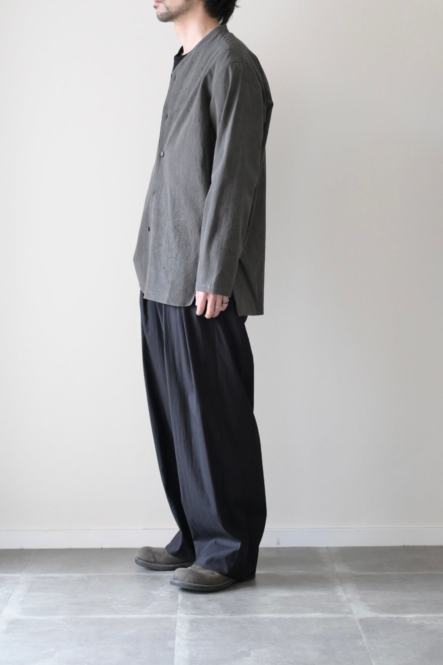Yamauchi - Black dyed strong twist cotton voile cloth pajama shirt