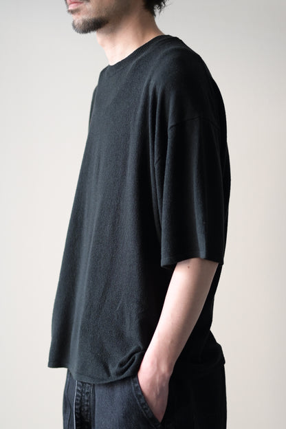 phebus - RAW SILK KNIT T-SHIRT [BLACK]