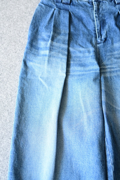 VU - vintage denim knee wide pants [VINTAGE BLUE]