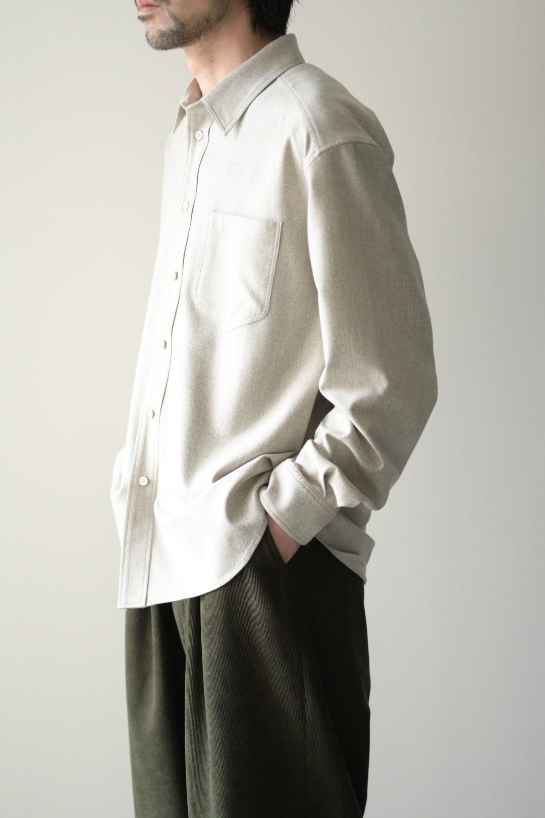 Yamauchi - Blue Fox x Yak x Wool Double Stitch Shirt
